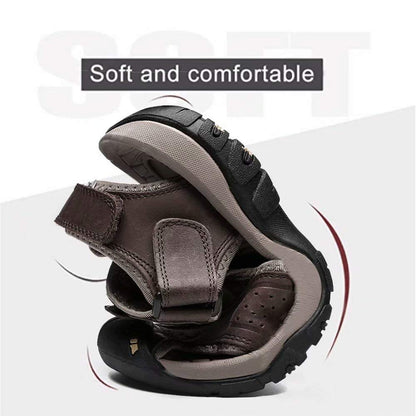 visionreast Mens Closed Toe Fisherman Leather Sandals Outdoor Hiking Beach Sandals Athletic Water Shoes