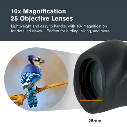 Celestron – Nature 10x25 Monocular – Ideal for Hiking and Wildlife Viewing – Multi-Coated Optics – 25mm Objective Lens – BaK-4 Prism –Twist-Up Eyecup – Waterproof & Fogproof