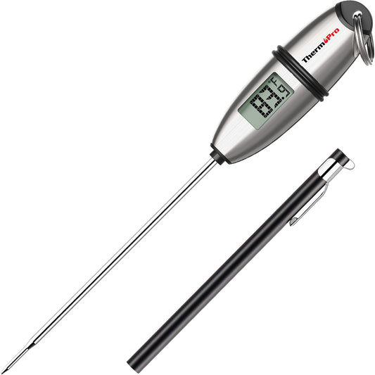 ThermoPro TP02S Digital Food Thermometer for Cooking Bread Baking Sourdough Liquids, Meat Thermometer Digital with Super Long Probe for Grill Kitchen BBQ Oil Milk Yogurt Candy Making Accessory