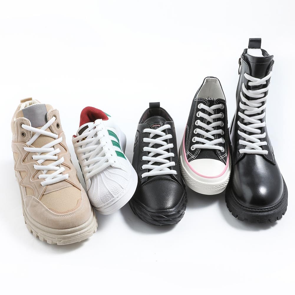 VSUDO 51" Oval White Shoe Laces for Sneakers, Half Round Athletic Basketball Shoelaces, Running Sport Shoestrings [1 Pair-White-130CM]