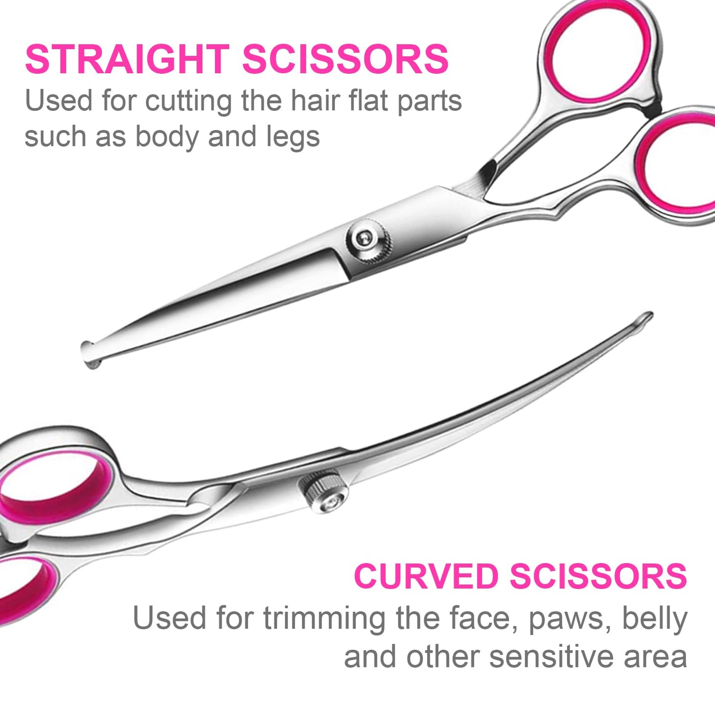 TINMARDA 5 in1 Dog Grooming Scissors Kit, Professional Dog Scissors for Grooming with Safety Round Tips, Titanium Coated Grooming Shears for Dogs Cat Pet At Home