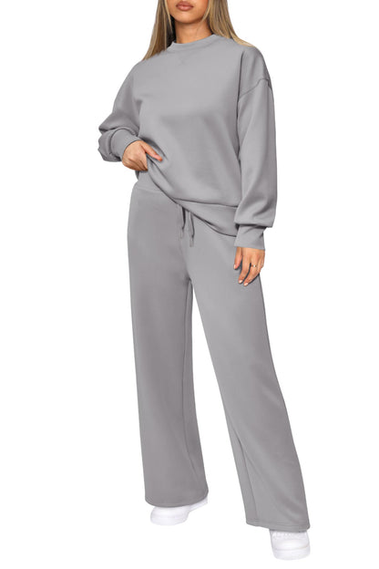 PRETTYGARDEN Womens 2 Piece Outfits 2025 Fall Long Sleeve Sweatshirt Wide Leg Pants Lounge Sets Winter Sweatsuits Tracksuit (Grey,XX-Large)