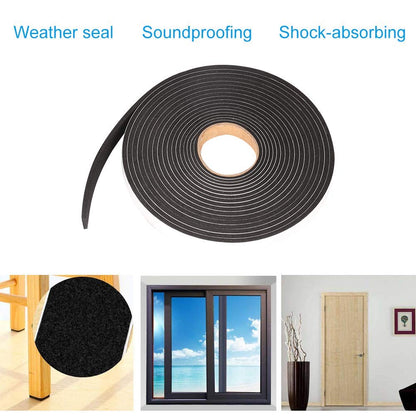 Seal Foam Tape,1/2 Inch W x 1/8 Inch T Weather Stripping for Door and Window,High Density Single Sided Closed Cell Door Insulation Weather Strip, 3 Rolls Total 50FT Black