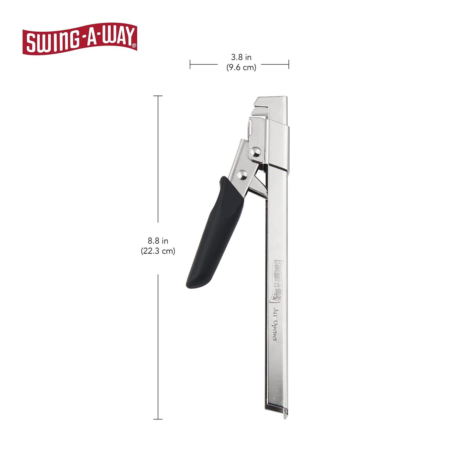Swing-A-Way Comfort Grip Jar Opener, 7.5-Inch, Adjustable Multifunctional Stainless Steel Can Opener with Gripper, Arthritis Friendly Soft Rubber Grip Handle, Kitchen Accessories (Black)