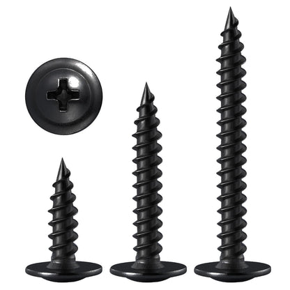 Wensilon (250 pcs)#8×1" Black Truss Head Wood Screws Quick Metal Self Tapping Zinc Oxide