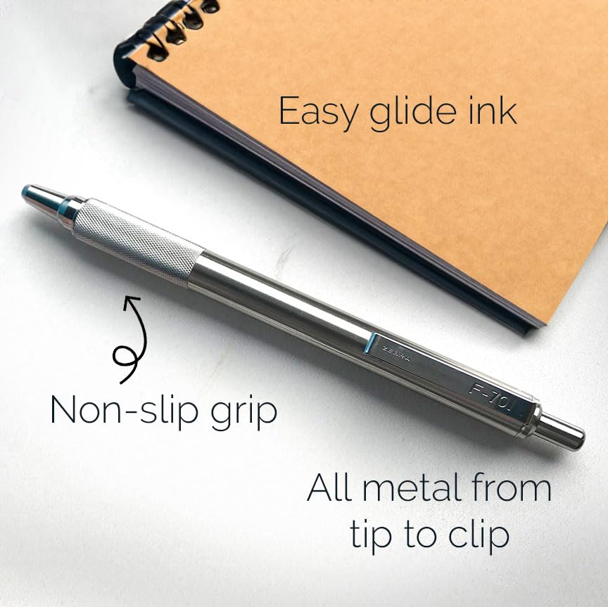 Zebra Pen M/F 701 Stainless Steel Mechanical Pencil and Ballpoint Pen Set, Fine Point, HB Lead and Black Ink, 2-Pack Gift Set (10519)