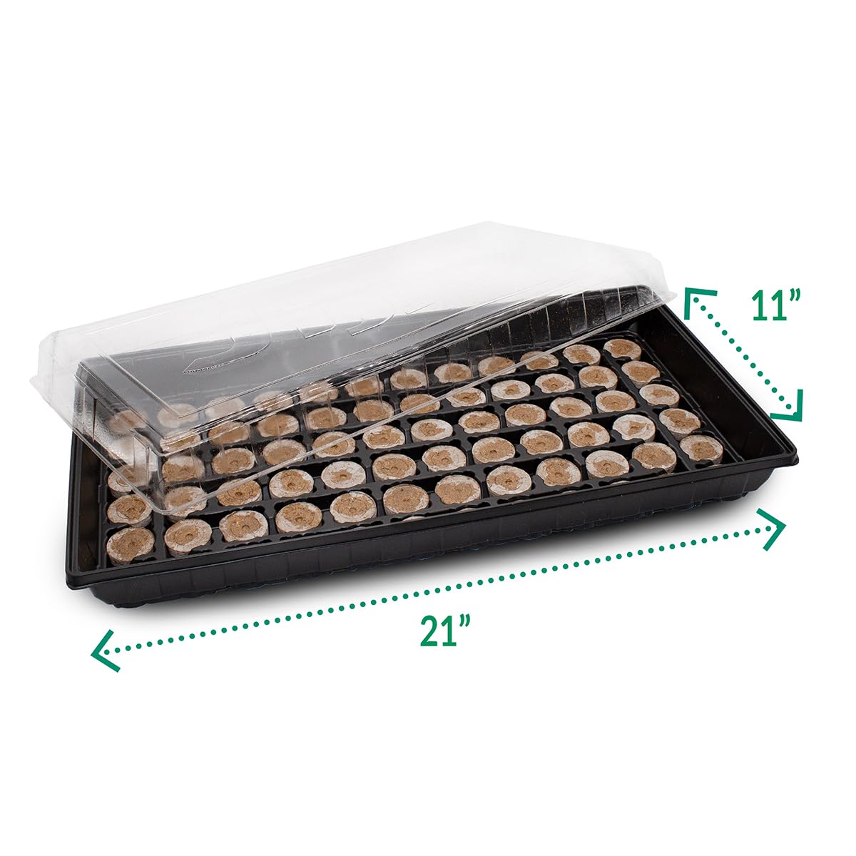 Ferry Morse Jiffy Seed Starting Greenhouse Tray Kit with 72 36mm Peat Pellets and Bonus SUPERthrive Sample + Plant Markers, 2 Pack, 144 Pellets Total