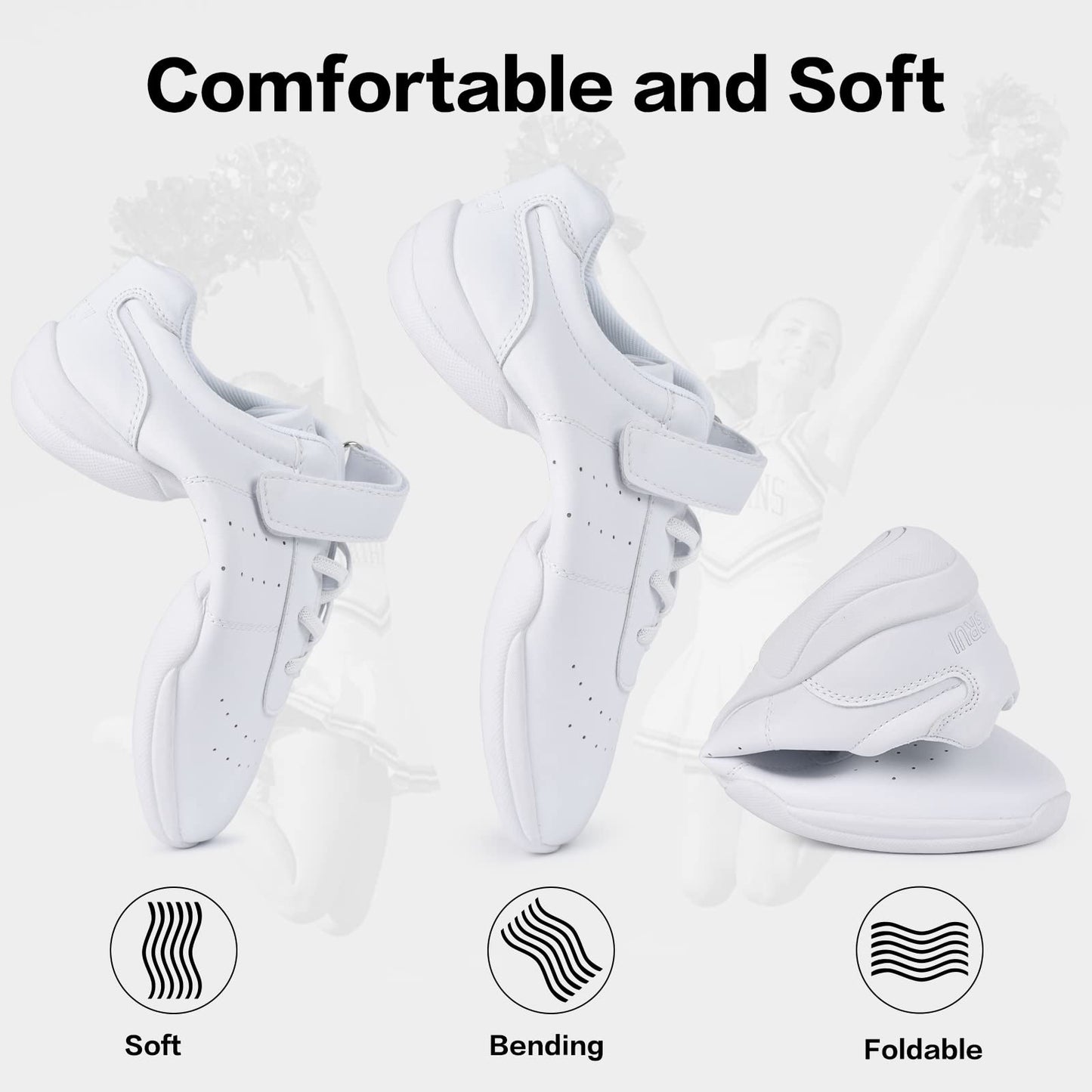 Smapavic Cheer Shoes for Youth Girls White Cheerleading Athletic Dance Shoes Tennis Sneakers for Competition Sport Training 1 Little Kid