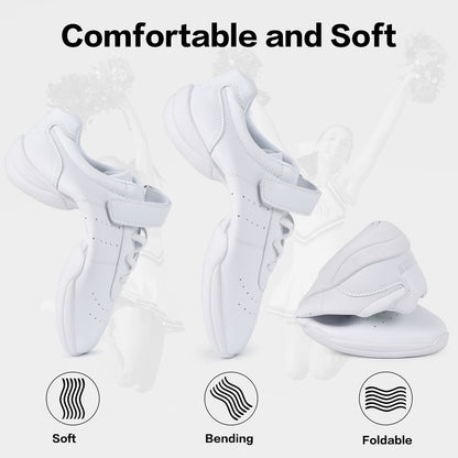 Smapavic Cheer Shoes for Youth Girls White Cheerleading Athletic Dance Shoes Tennis Sneakers for Competition Sport Training 1 Little Kid