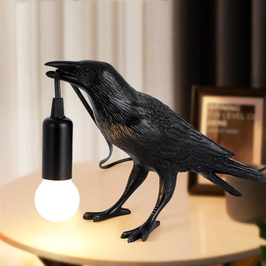 Shandaglo Crow Lamp Raven Table Lamp with Bulb, Gothic Crow Light - Raven Decor for Bedside Bedroom Living Room Decor