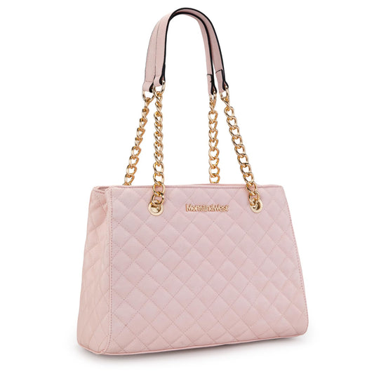 Montana West Tote Bag for Women Top Handle Shoulder Handbag Medium Satchel Purse with Chain Strap Hobo Christmas Gift MWC-040PK