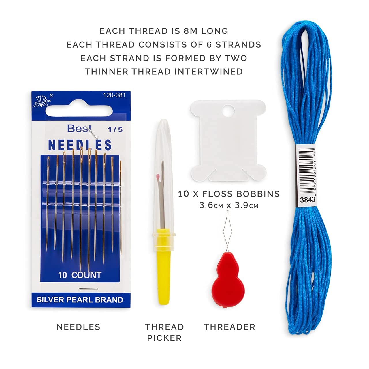 Avenfair Embroidery Threads 50 Skeins per Pack, Multi Color Embroidery Floss, Cross Stitch Threads, Friendship Bracelet Thread, with Free Needles, Floss Bobbins (50 Colors)