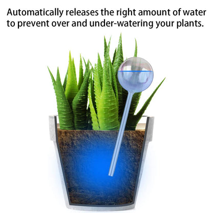 [2 PCS] Light Iridescent Rainbow Gradient Color Clear Glass Self-Watering System Spikes, Automatic Plant Waterer Bulbs