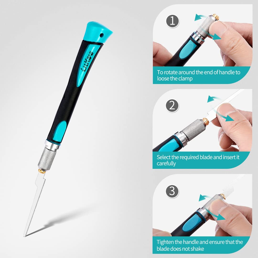 Prozwee Model Craft Hand Saw Kit(with 7PCS Saw Blades),Modeling Knife Hacksaw Tool,DIY Mini Razor Saw Kit for Handcrafted, DIY models and Other Fine Cutting