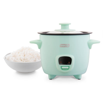 DASH Mini Rice Cooker Steamer with Removable Nonstick Pot, Keep Warm Function & Recipe Guide, .5 Quart, for Soups, Stews, Grains & Oatmeal - Aqua