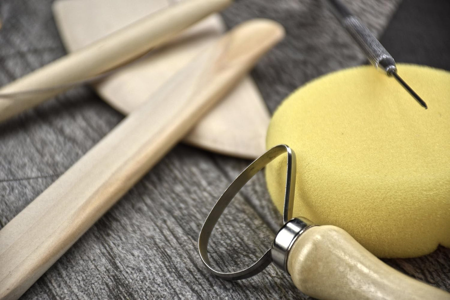 SE Pottery and Clay Carving Tool Set with Wooden Handles- Pottery Kit for Beginners- Clay Sculpting Set of 8 Pcs - 4PT8