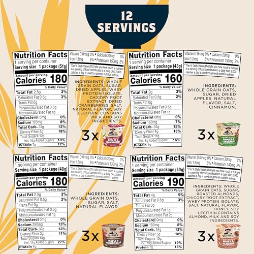 Quaker Instant Oatmeal Express Cups, 4 Flavor Variety Pack, 1.76 Ounce (Pack of 12)