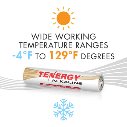 Tenergy 1.5V AAA Batteries, High Performance Alkaline AAA Non-Rechargeable Battery for Clocks, Remotes, Toys & Electronic Devices, 100 Pack