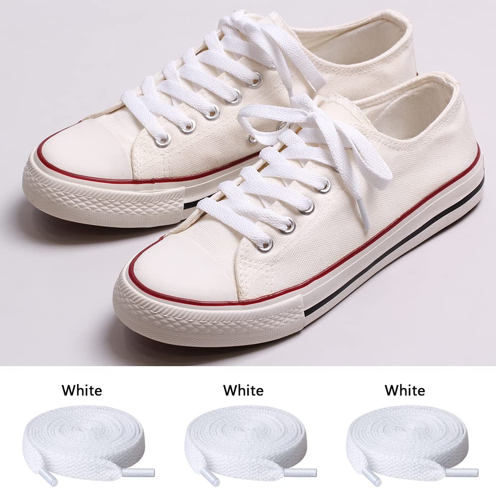 UpUGo 3 Pair Flat Shoe laces, 5/16" Wide Shoelaces for Athletic Running Sneakers Shoes Boot Strings