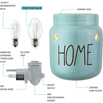 STAR MOON Mason Jar Wax Melt Warmer for Rae Dunn Inspired Decor Candle Warmer Wax Warmer Plug in with One More Bulb Home Decor Wall Decor Blue (Home)