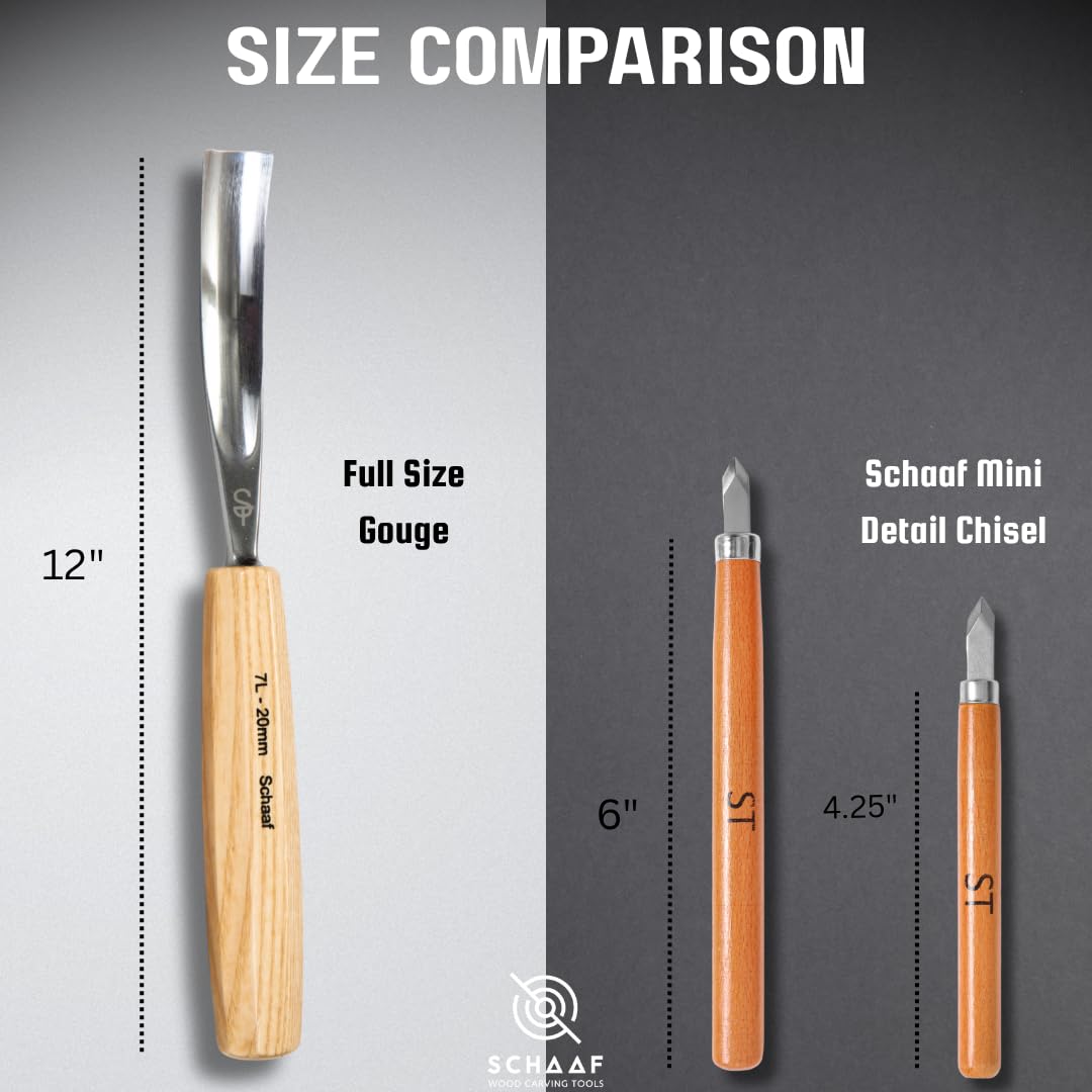 Schaaf Wood Carving Tools Set of 12 Chisels with Canvas Case | Wood Carving Chisels with Razor Sharp CR-V 60 Steel Blades