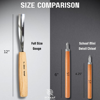 Schaaf Wood Carving Tools Set of 12 Chisels with Canvas Case | Wood Carving Chisels with Razor Sharp CR-V 60 Steel Blades
