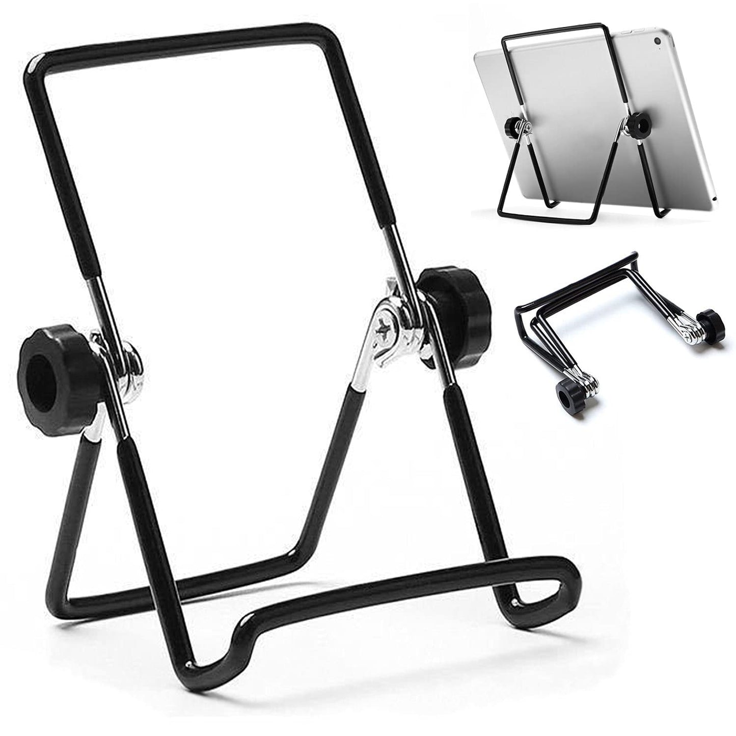 VOVIGGOL Adjustable Tablet Stand Holder, Non-Slip Foldable Holder Cradle Fit for 9-12.9" Tablets, iPad, Samsung and Kindle Fire, Display Stands Picture Frame Stand for Photos (Large Black)