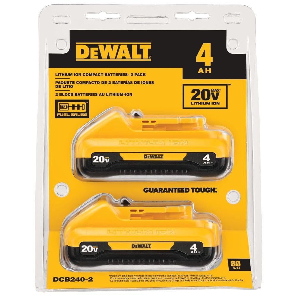 DEWALT 20V MAX 4 Ah Lithium Ion Battery 2-Pack (DCB240-2)