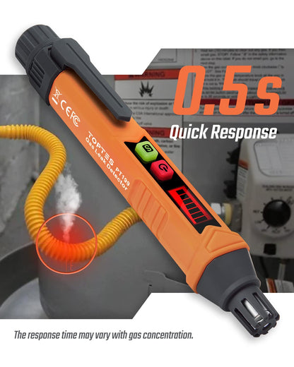 TopTes PT199 Natural Gas Leak Detector with Audible & Visual Alarm, Portable Gas Sniffer to Locate Combustible Sources Like Methane, Propane for Home(Includes Battery x2)-Orange