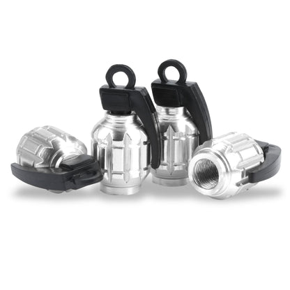 SINGARO Aluminum Tire Valve Cap, Car Tire Waterproof and Dustproof Valve Stem Cover Accessories, Universal for SUV, Car, Bike and Motorcycle (4PCS Silver)