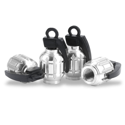 SINGARO Aluminum Tire Valve Cap, Car Tire Waterproof and Dustproof Valve Stem Cover Accessories, Universal for SUV, Car, Bike and Motorcycle (4PCS Silver)