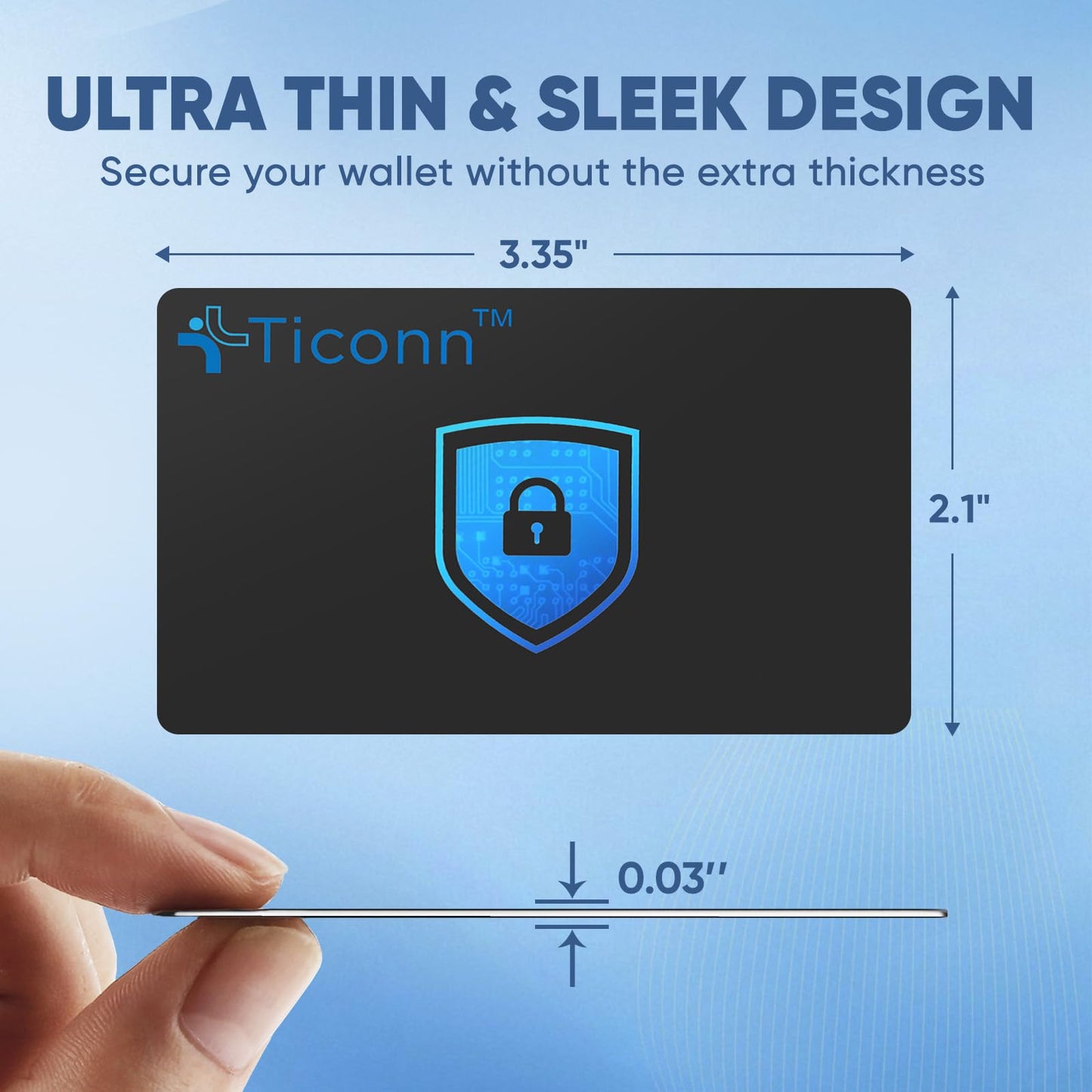 TICONN RFID Blocking Cards - 4 Pack, Premium Contactless NFC Debit Credit Card Passport Protector Blocker Set for Men & Women, Smart Slim Design Perfectly fits in Wallet/Purse (4)