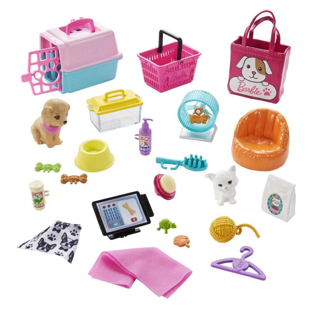 Barbie Doll & Playset, Pet Boutique with 4 Pets, Color-Change Grooming Feature & 20+ Themed Accessories