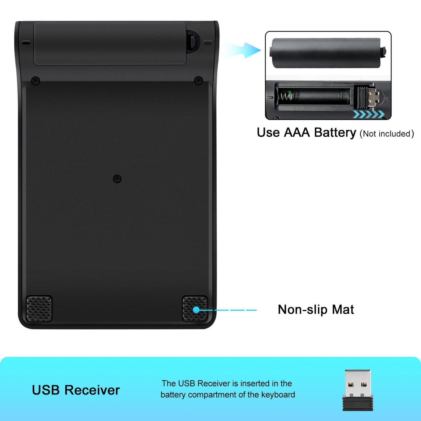 TRELC Wireless Numeric Keypad, Mini 2.4G 18 Keys Number Pad, Portable Silent Financial Accounting Numeric Keypad Keyboard Extensions with Wireless Mouse for Laptop, PC, Desktop, Notebook(Black)