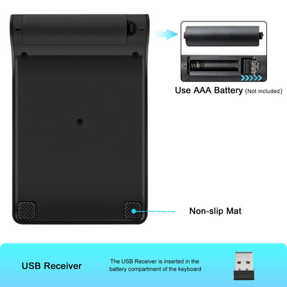 TRELC Wireless Numeric Keypad, Mini 2.4G 18 Keys Number Pad, Portable Silent Financial Accounting Numeric Keypad Keyboard Extensions with Wireless Mouse for Laptop, PC, Desktop, Notebook(Black)