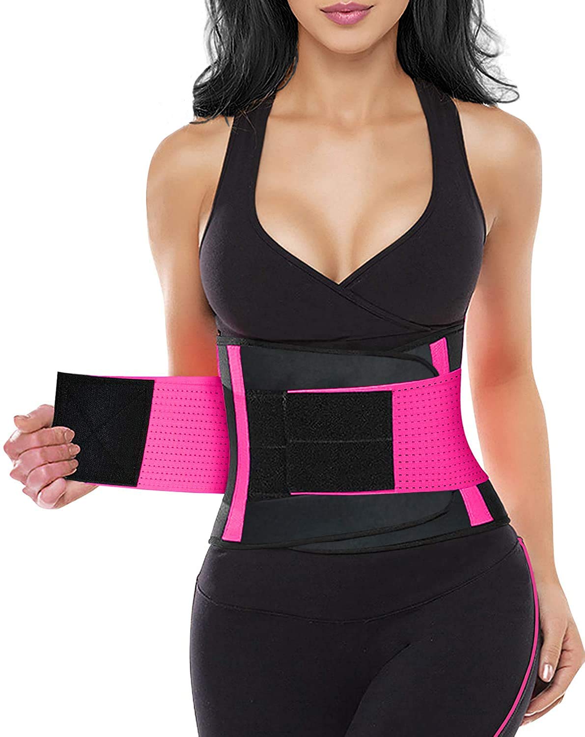YIANNA Women Waist Trainer Belt - Slimming Sauna Waist Trimmer Belly Band Sweat Sports Girdle Belt Weight loss, YA8002-Rose-XL