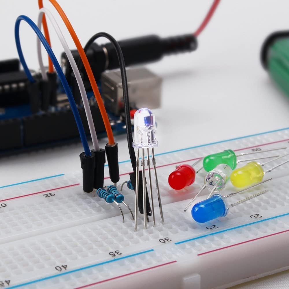 REXQualis Electronics Basic Kit w/Power Supply Module, Breadboard, Jumper Wire, LED,Resistor, comes with more than 300pcs sensors and components for fun and simple electronic projects.