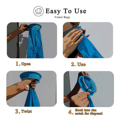 Valchoose 60 Pack Barf Bags Disposable, Portable Puke Bags, 1000ml High Density Blue, Leak Resistant Perfect for Morning Sickness, Kids, Adults, Pregnant Women, Taxis Drivers, Car Motion Sickness