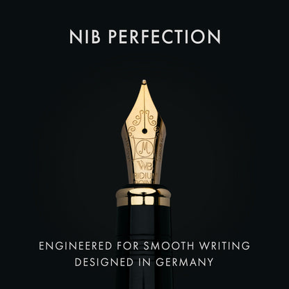 Wordsworth & Black Primori Fountain Pen Set [Black Gold]; Medium Nib, Gift Case, 24 Ink Cartridges, Refill Converter, Manual; Journaling, Calligraphy, Smooth Writing Pens; Left & Right Handed