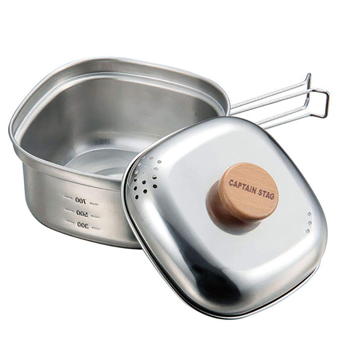 Captain Stag UH-4202 Stainless Steel Square Ramen Cooker, 0.3 gal (1.3 L), Made in Japan, Made in Japan