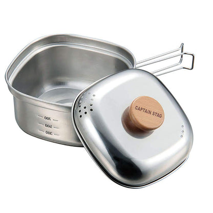 Captain Stag UH-4202 Stainless Steel Square Ramen Cooker, 0.3 gal (1.3 L), Made in Japan, Made in Japan