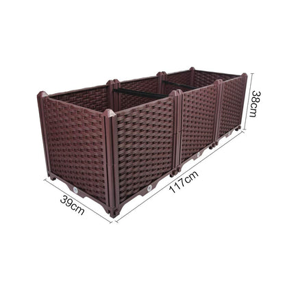 BAOYOUNI Rectangular Raised Garden Bed Kit Indoor Outdoor Plastic Planter Grow Box for Fresh Vegetables, Herbs, Flowers & Succulents, Brown, 46.06'' x 15.35'' x 14.96''