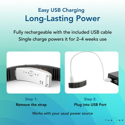 Tabtime Vibrating Alarm Wristband - Silent Alarm Watch for Adults and Kids - with up to 10 Personal or Pill Reminders per Day