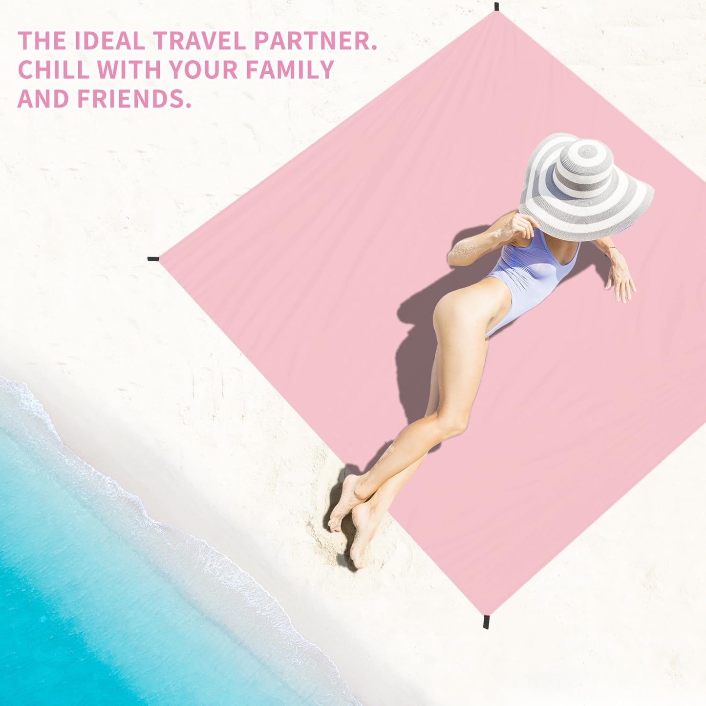 BYDOLL Beach Blanket Waterproof Sandproof 78''×81'' Suits1-4 Adults Compact Lightweight Oversized Sand-Free Blanket Large Picnic Mat for Beach Travel Camping Hiking