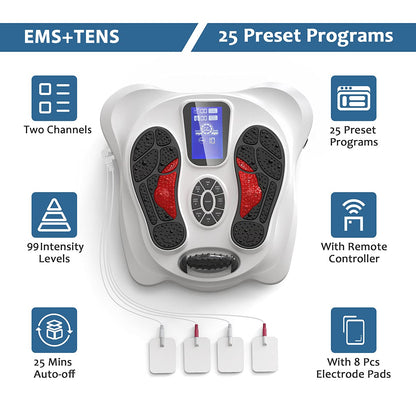 Creliver EMS & TENS Foot Nerve Muscle Massager, Electric Foot Stimulator Improves Circulation, Feet Legs Circulation Machine Relieves Body Pains, Neuropathy (FSA or HSA Eligible)