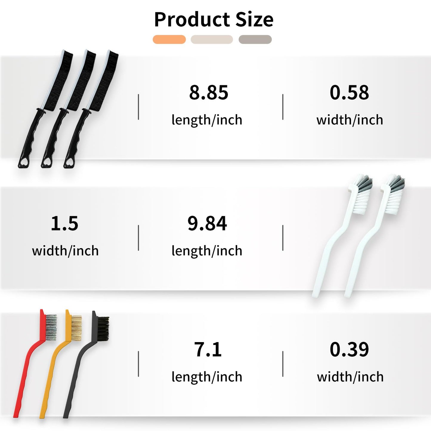 Betanull Crevice Cleaning Brush Set, Multi-Purpose Hard Bristle Brushes for Deep Cleaning Kitchen, Bathroom, Grout, Sink, Cup, Teapot, Bottle, Blender, Corners, Tight Spaces & More