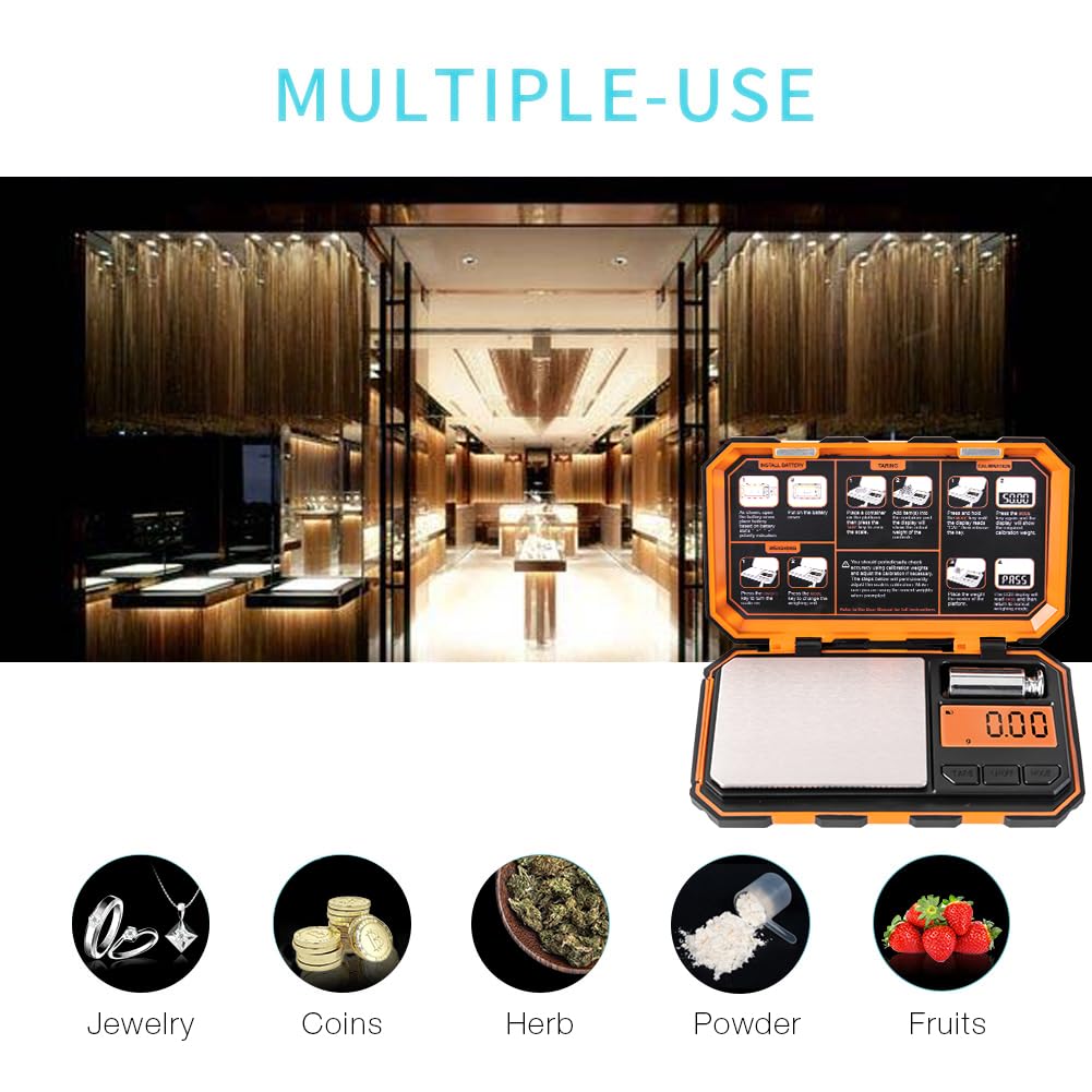 Fuzion Digital Pocket Scale, 500g x 0.01g Gram Scale, Mini Scale 6 Units Jewelry Scale with LCD Display, Tare Function for Food, Jewelry, Coin, Coffee