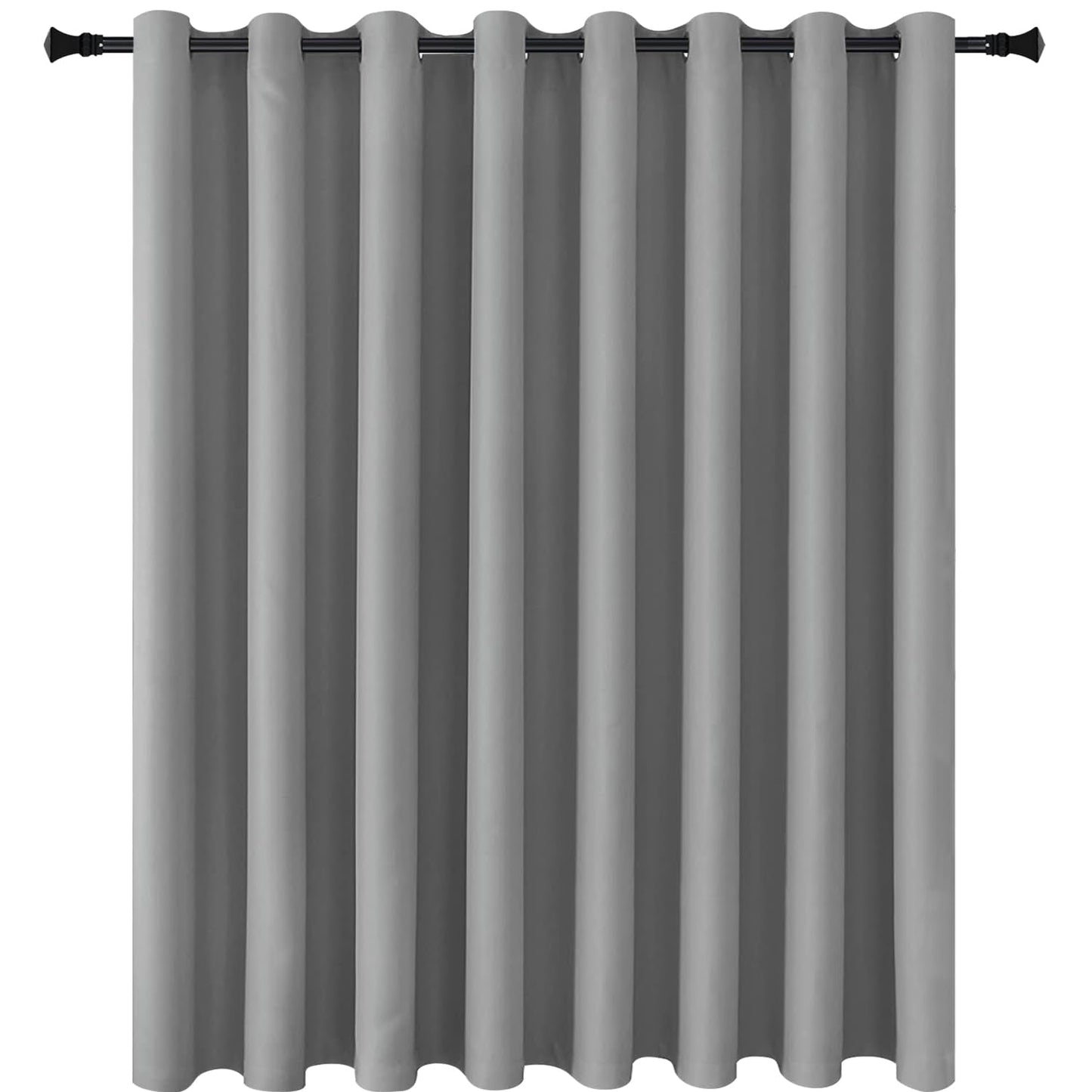 DWCN Room Divider Curtain - Extra Wide Blackout Curtain for Sliding Glass Door, Living Room, Bedroom Partition and Shared Office Space, 1 Grommet Curtain Panel, 12ft Wide x 6ft Tall, Light Grey