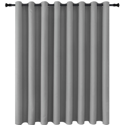 DWCN Room Divider Curtain - Extra Wide Blackout Curtain for Sliding Glass Door, Living Room, Bedroom Partition and Shared Office Space, 1 Grommet Curtain Panel, 12ft Wide x 6ft Tall, Light Grey
