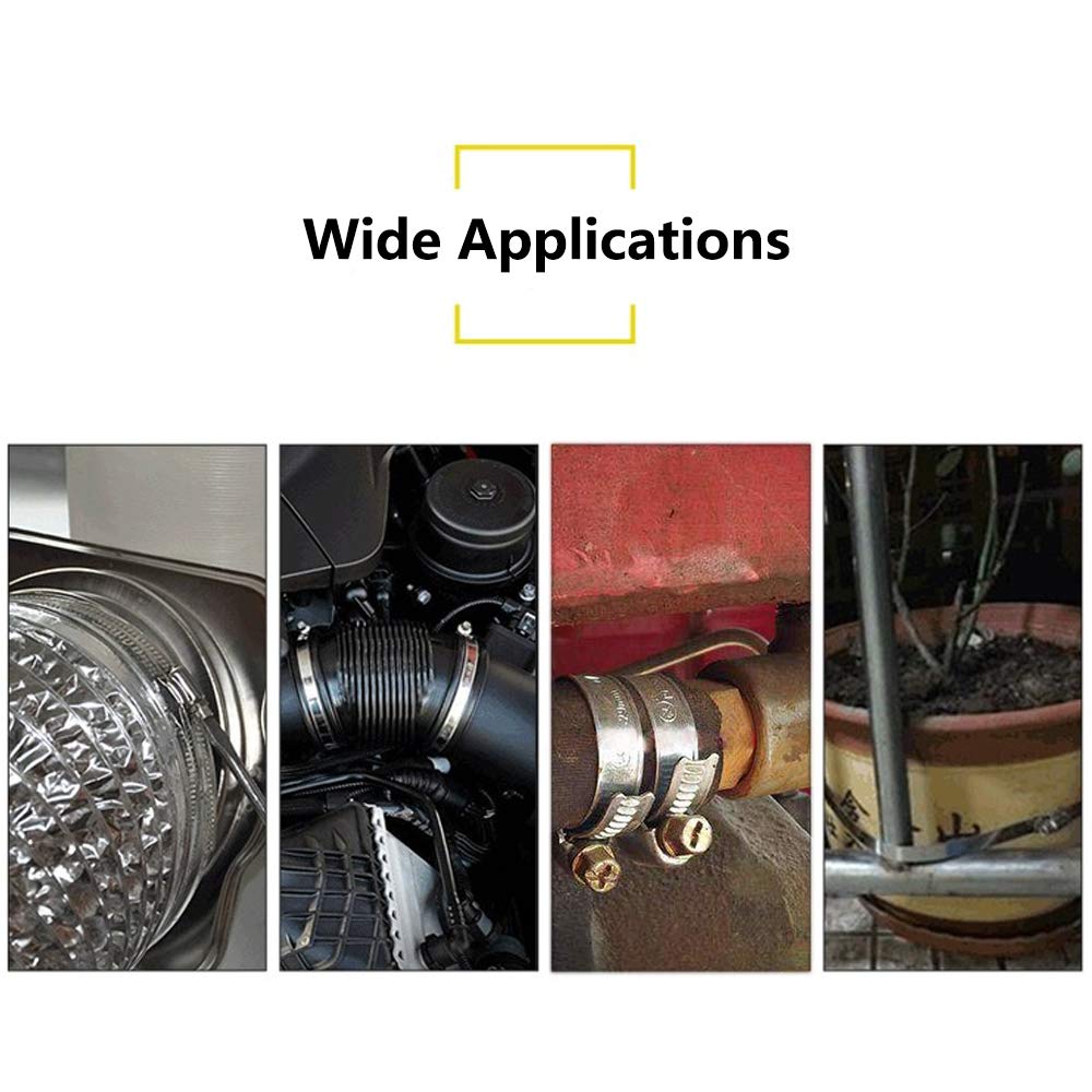 ZIPCCI Hose Clamp, 1 Inch Stainless Steel Worm Gear fuel line hose clamps, 19-29mm (25pack)